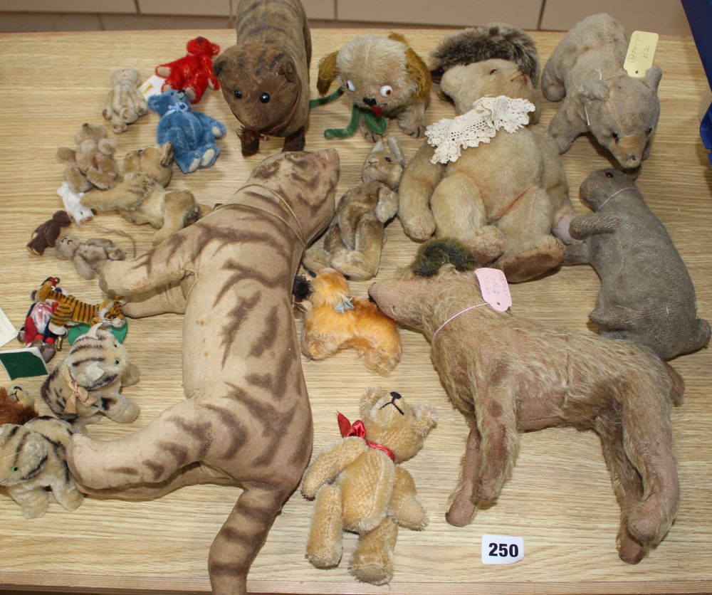 A group of vintage Steiff and other soft toys